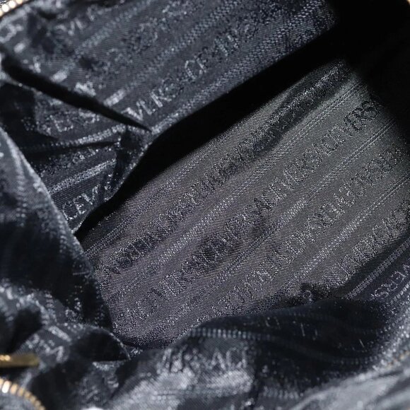 VERSACE Sunface Boston Bag Leather 2way Black Gold Auth ki5390V - Picture 16 of 16